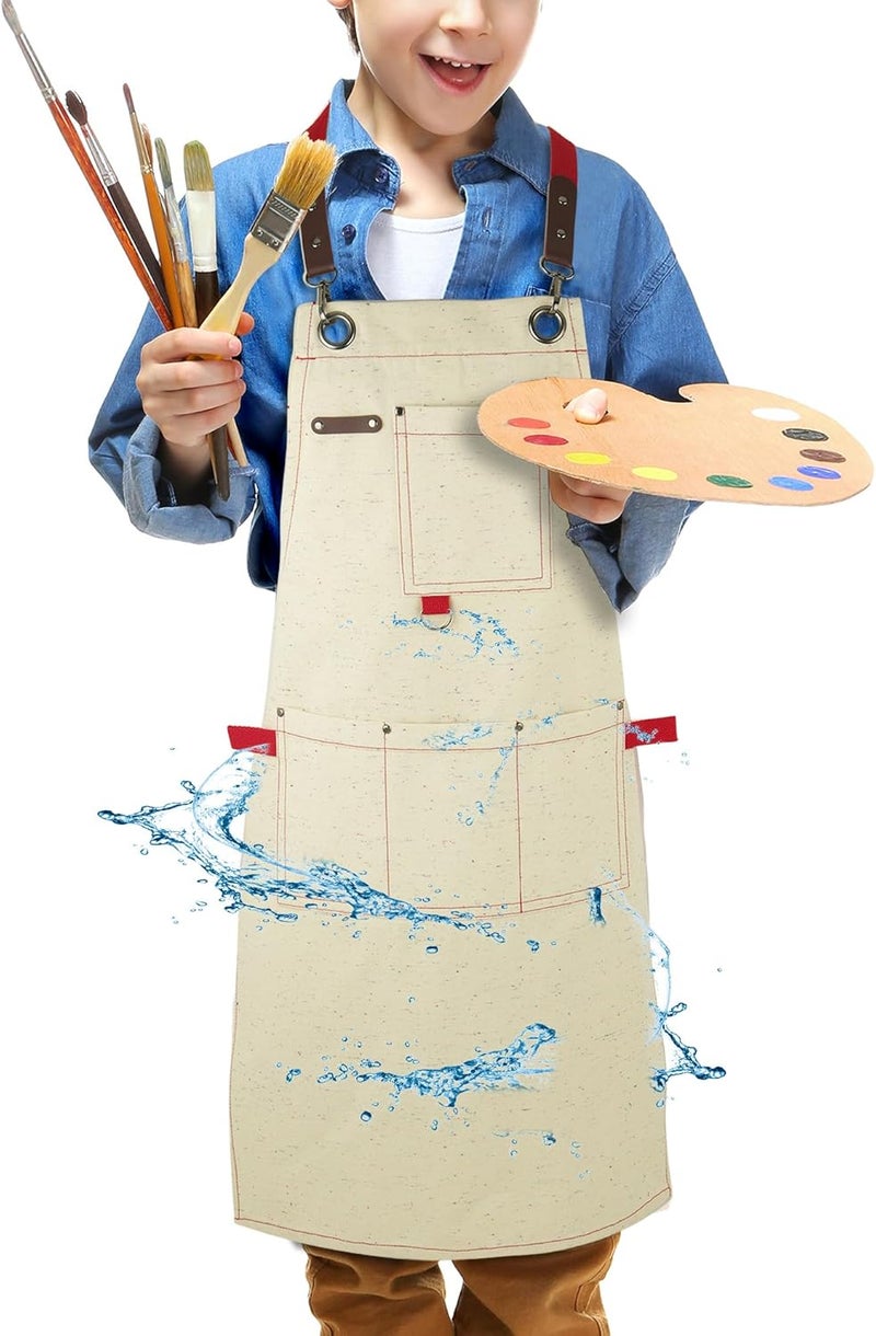 Stenffy Store Kids Art Aprons for Painting, Gardening, Cooking, Multiple Pockets, Kids Smock for Boys & Girls, Waterproof (Age6-12) - Image 1